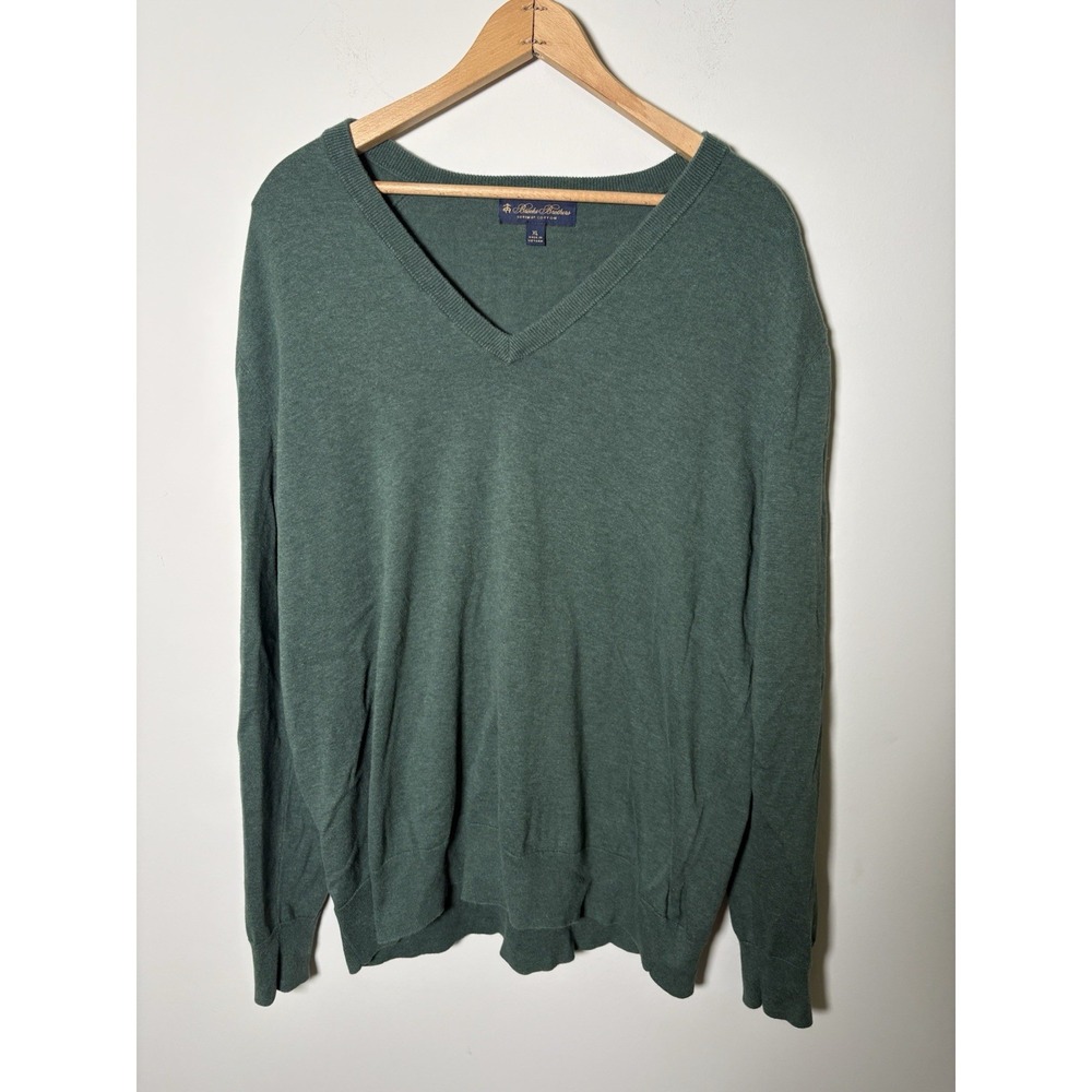 Brooks Brothers Supima Cotton V-Neck Sweater Forest Green Men's Size XL